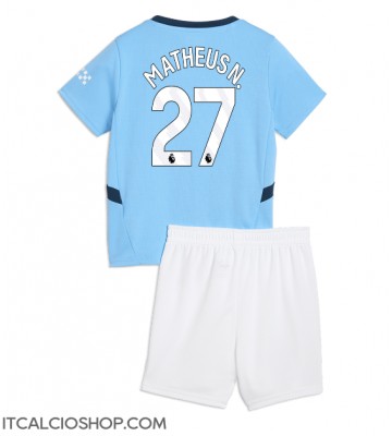 Manchester City Matheus Nunes #27 Prima Maglia Bambino 2024-25 Manica Corta (+ Pantaloni corti)